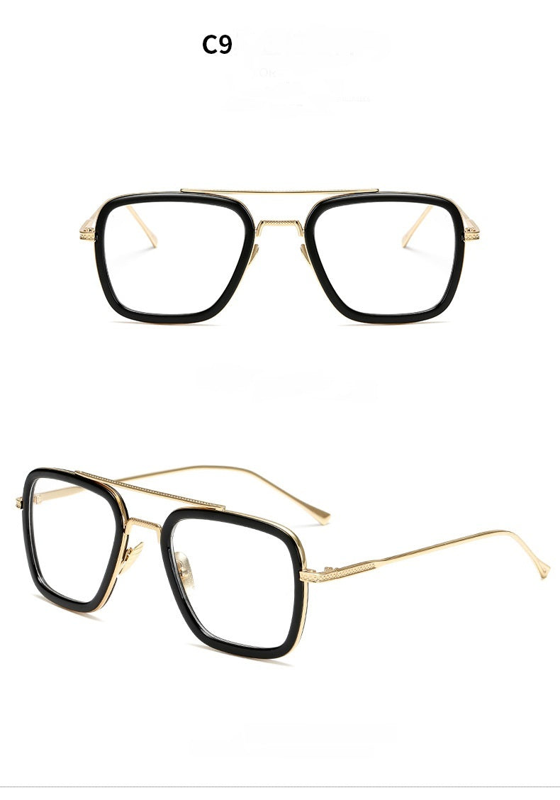 Men Metal Square Iron Glasses