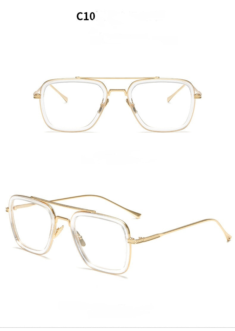 Men Metal Square Iron Glasses