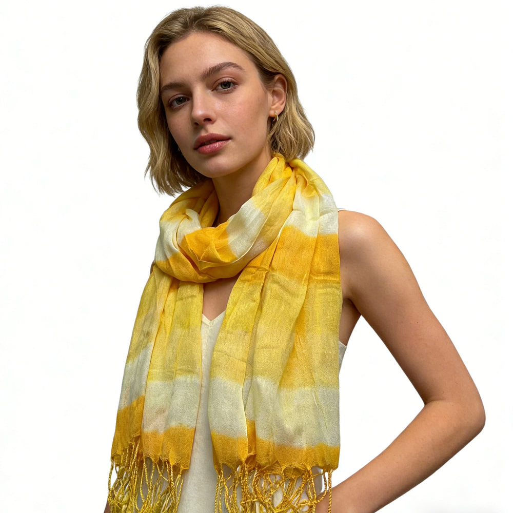 Yellow Printed Viscose Scarf