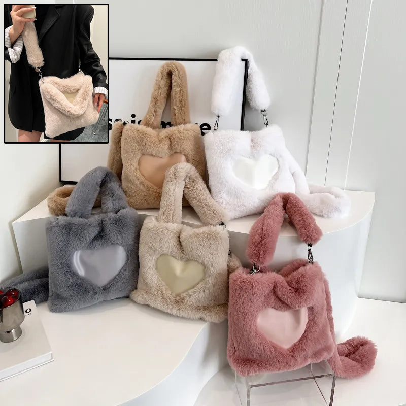 Women Fluffy Shoulder Bag Top-handle Bag Female